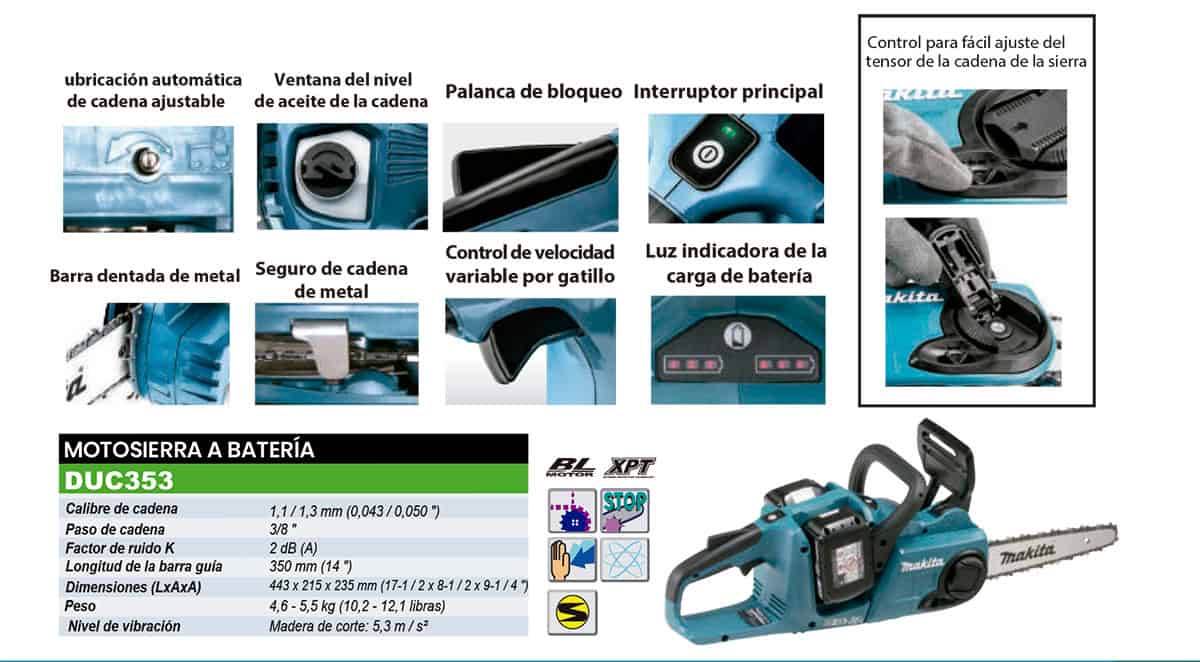 Motosierra inalámbrica Makita DUC254
